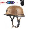 Image of Adult vintage Open Face Half Leather Helmet Harley Moto Motorcycle Helmets